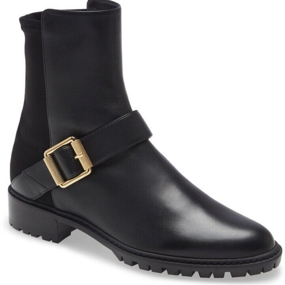 Stuart Weitzman City Buckle Bootie Black 5050 Size 8